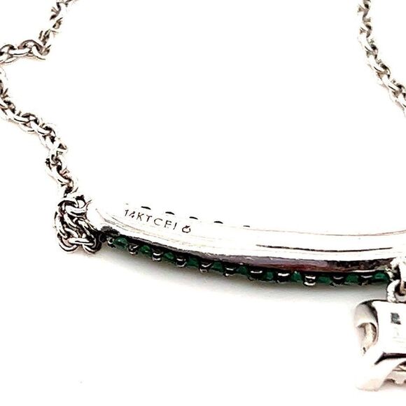 Stunning 14k Green Diopside & Diamonds Necklace - Picture 7 of 11